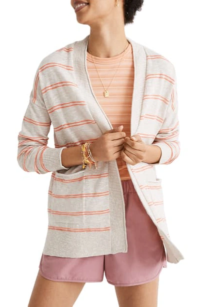 Shop Madewell Bradley Textured Stripe Cardigan In Heather Oat