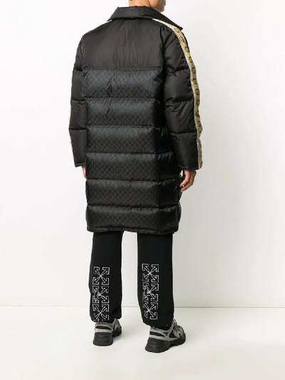 Shop Gucci Monogram Padded Coat In Black