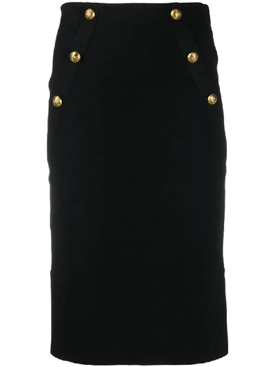 Shop Pinko Embossed-button Skirt In Black