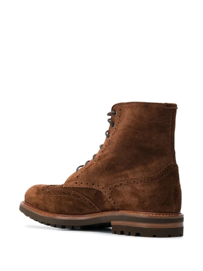 Shop Brunello Cucinelli Ankle Length Lace-up Boots In Brown