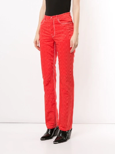 Shop Marine Serre Straight-leg Trousers In Red