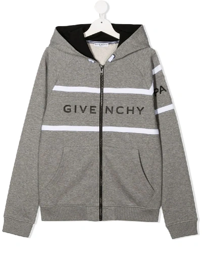 Shop Givenchy Logo-print Zip-front Hoodie In Green