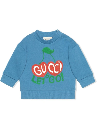 Shop Gucci Cherry Logo Sweatshirt In Blue