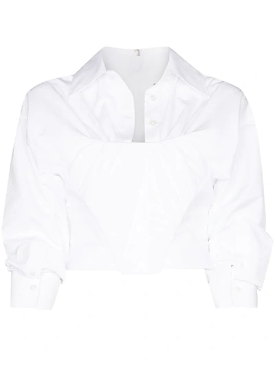 Shop Alexander Wang Corset-insert Cropped Shirt In White