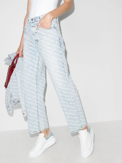 Shop Alexander Wang Logo-print Straight-leg Jeans In Blue