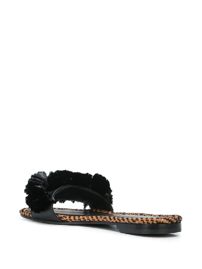 Avec Modération Biarritz Pom-pom Embellished Slides In Black