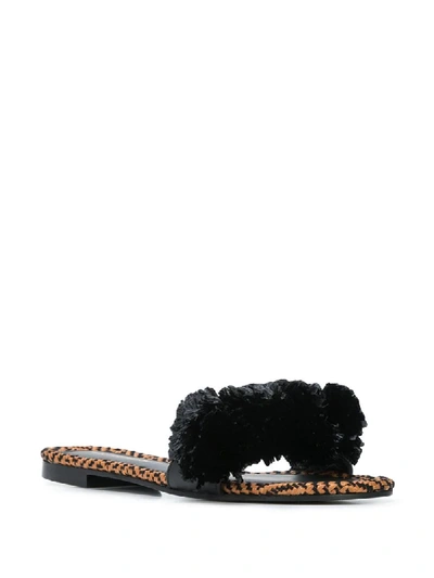 Avec Modération Biarritz Pom-pom Embellished Slides In Black
