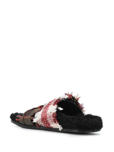 Shop Avec Modération Vail Double Band Faux-fur Slides In Red