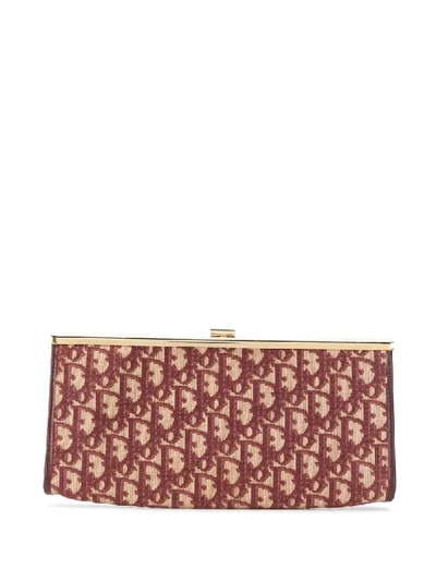 Pre-owned Dior 1980s  Trotter Kiss Lock Clutch In Red