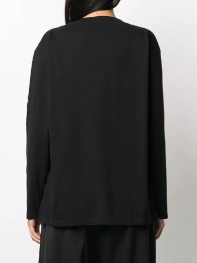 Shop Mm6 Maison Margiela Long Sleeve Logo Print T-shirt In Black