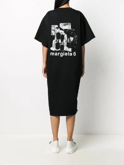 Shop Mm6 Maison Margiela Graphic Print T-shirt Dress In Black