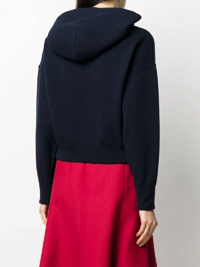 Shop Valentino Boxy-fit Cropped Hoodie In Blue