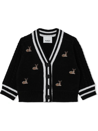 Shop Burberry Deer Motif V-neck Cardigan In Black