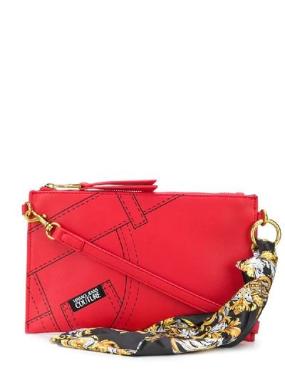 Shop Versace Jeans Couture Jeans-print Clutch Bag In Red