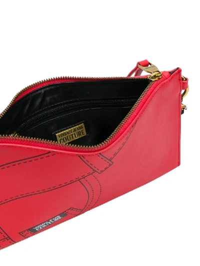 Shop Versace Jeans Couture Jeans-print Clutch Bag In Red