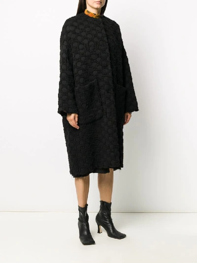 Shop Uma Wang Textured Knit Cocoon Coat In Black