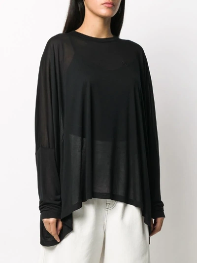 Shop Mm6 Maison Margiela Semi-sheer Long Sleeve T-shirt In Black