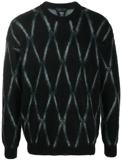 Shop Roberto Collina Check Print Knitted Jumper In Black