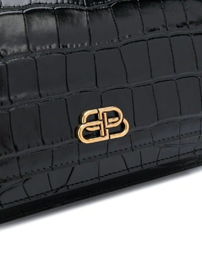 Shop Balenciaga Sharp Leather Clutch In Black
