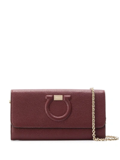 Shop Ferragamo Gancini Wallet Crossbody Bag In Brown