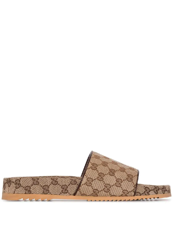gucci canvas slide sandals
