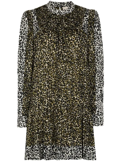 Shop Ulla Johnson Amira Leopard-print Dress In Green