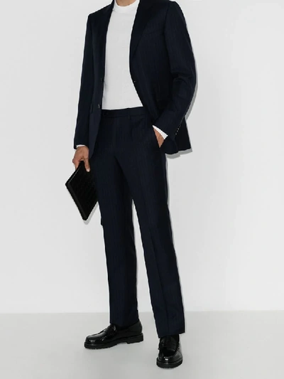 Shop Ermenegildo Zegna Milano Tonal Stripe Two-piece Tailored Suit In Blue