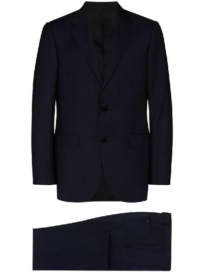 Shop Ermenegildo Zegna Milano Tonal Stripe Two-piece Tailored Suit In Blue