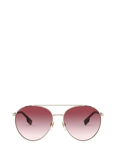 Shop Burberry Be3115 Pale Gold Sunglasses In 11098d