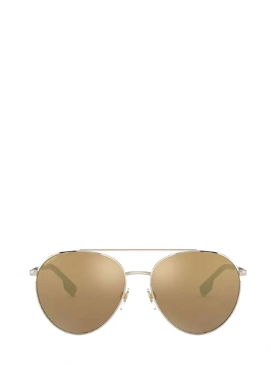 Shop Burberry Be3115 Pale Gold Sunglasses In 11092t