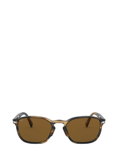 Shop Persol Po3234s Striped Brown & Grey Sunglasses In 104953