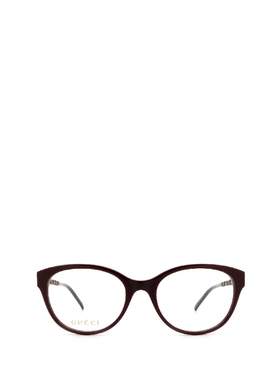 Shop Gucci Gg0656o Burgundy Glasses In 4