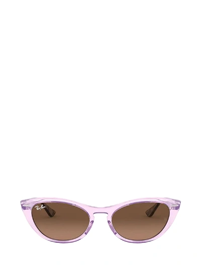 Shop Ray Ban Ray-ban Rb4314n Transparent Violet Sunglasses In 128443