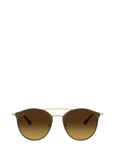 Shop Ray Ban Ray-ban Rb3546 Gold Top Brown Sunglasses In 900985