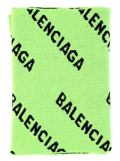 Shop Balenciaga Scarf In Acid Green/black