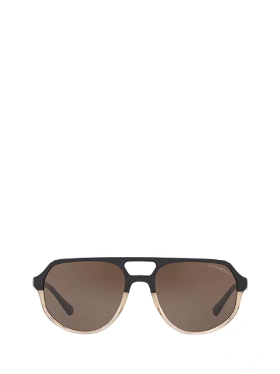 Shop Emporio Armani Ea4111 Sand Brown Sunglasses In 563073