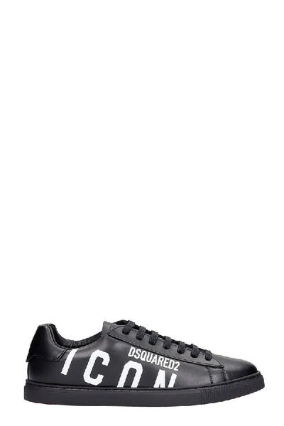 Shop Dsquared2 New Tennis Sneakers In Black Leather