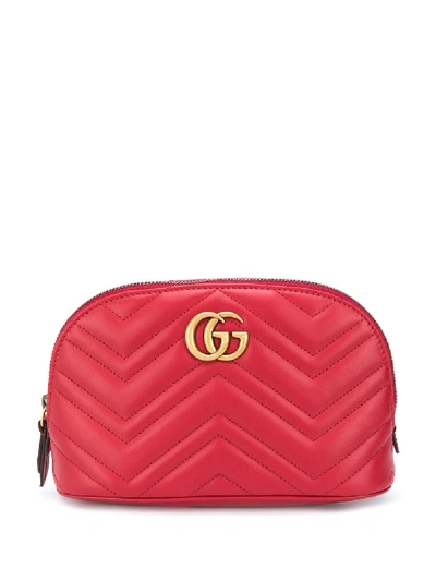 Shop Gucci Gg Marmont Cosmetic Case In Red