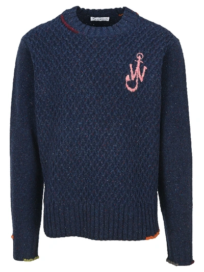 Shop Jw Anderson Crew Neck Knitted Jumper In Navy