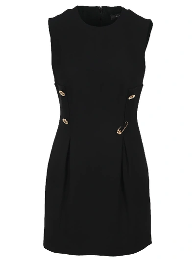 Shop Versace Safety Pin Short Dress In Black