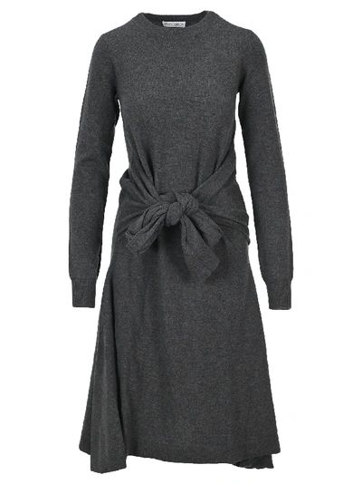 Shop Jw Anderson Waist Tie A-line Dress In Fossil Grey