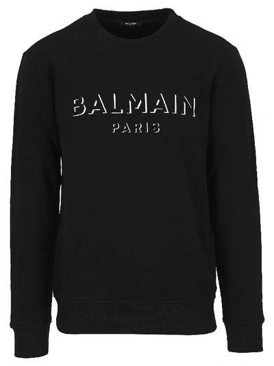 Shop Balmain 3d Effect Logo Sweatshirt In Black