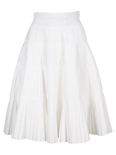 Shop Prada Pleated Skirt In White