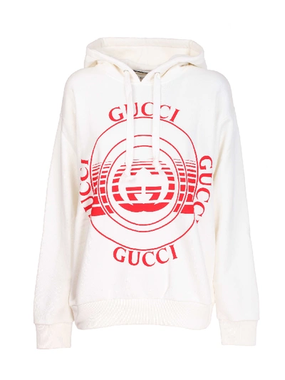 Shop Gucci Printed Cotton Sweatshirt In Bianco