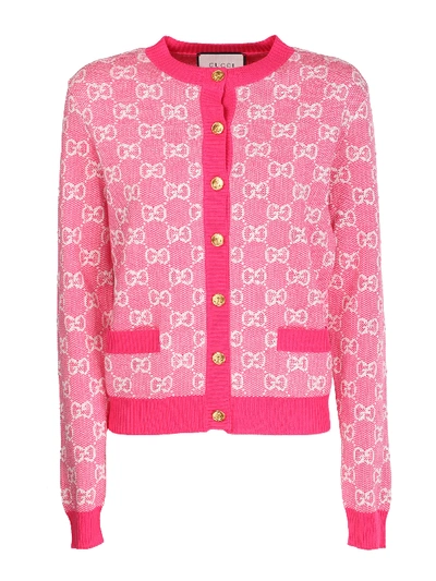 Shop Gucci Cotton Pique Cardigan In Rosa