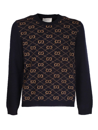 Shop Gucci Crew Neck Sweater In Blu