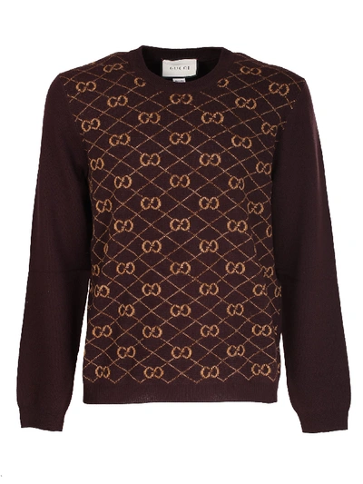 Shop Gucci Crew Neck Sweater In Marrone