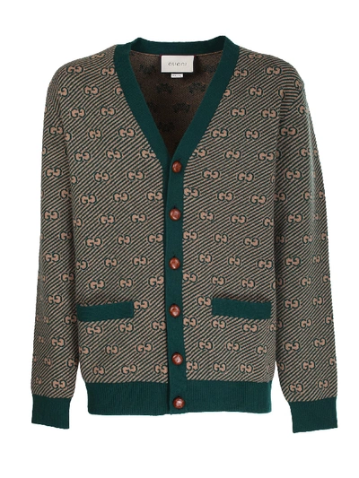 Shop Gucci Green And Camel Cardigan In Verde