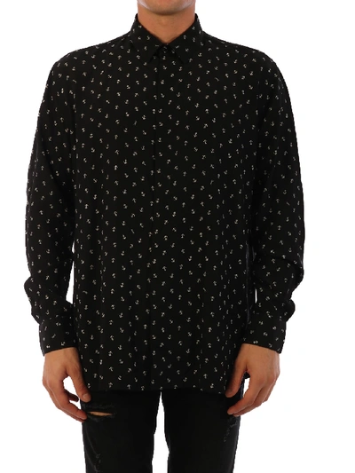 Shop Saint Laurent Anchor Silk Shirt In Black