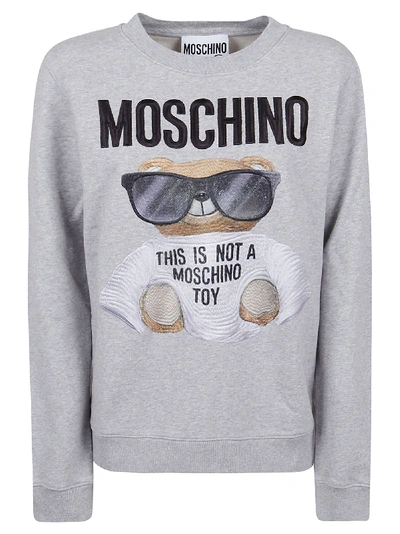 Shop Moschino Sweatshirt Teddy In Fantasy Print Grey